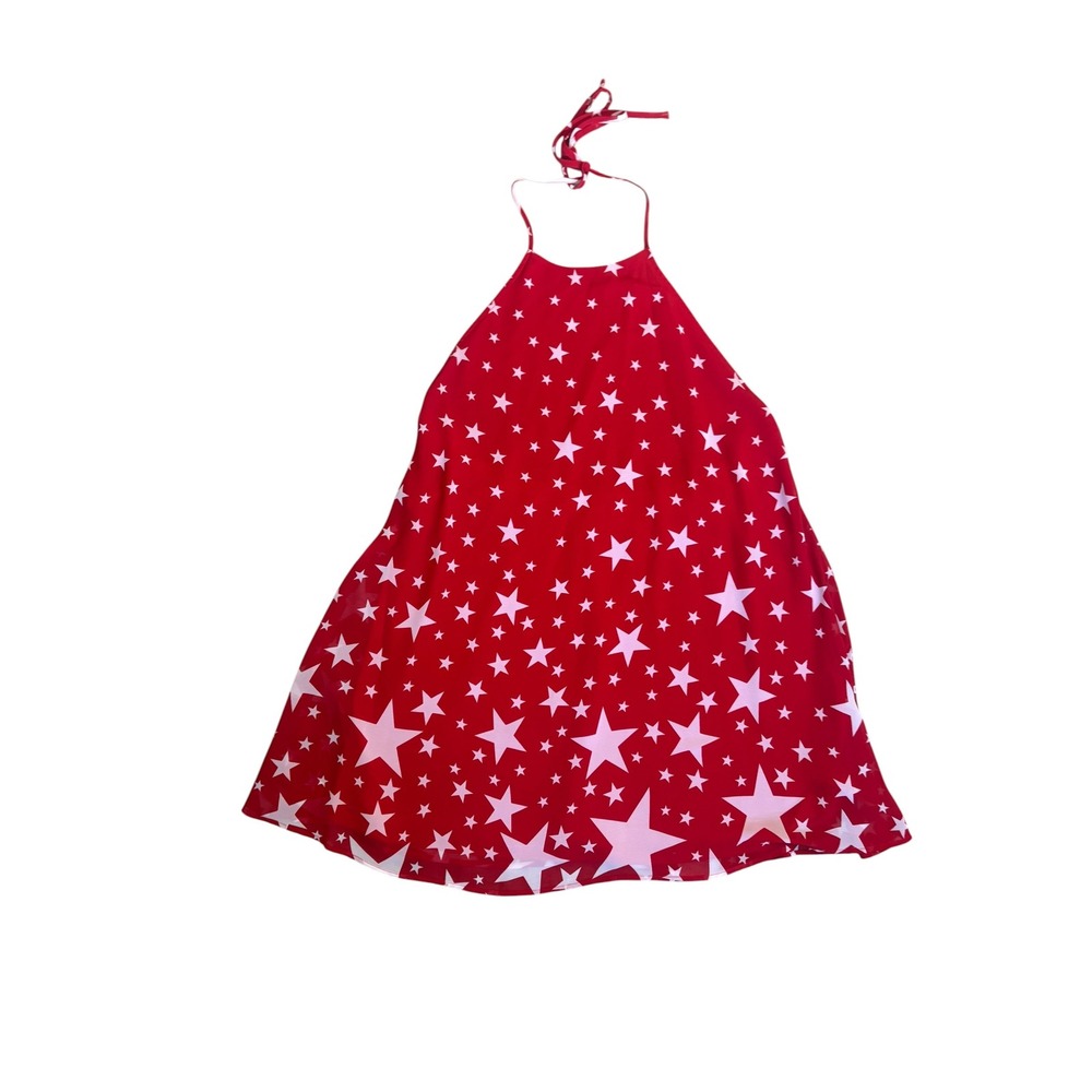 Show Me Your Mumu Katy Halter Mini Dress Star Print L Resort Patriotic Red - Picture 5 of 9